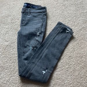 Hollister grey denim ripped jeans